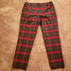 Talbots Red and Gray Plaid Wool Slacks